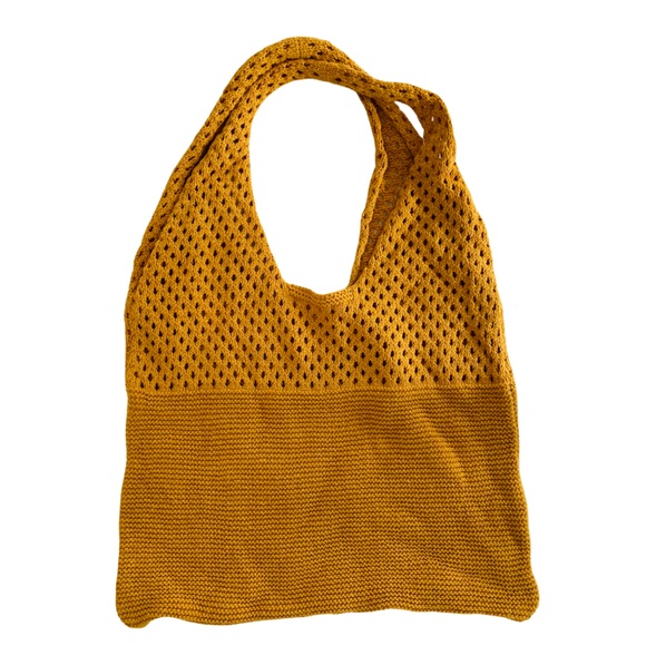 NWOT Mustard Yellow Somerset Knit Woven Tote Bag - Picture 4 of 9